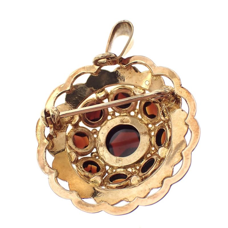 Image 5 of Vintage gold pendant/brooch with garnet stones