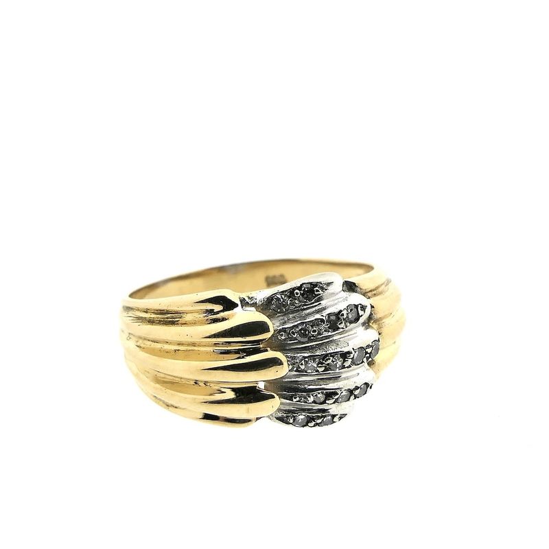 Image 2 of Two-tone gold ring with diamonds; 0.19 ct.