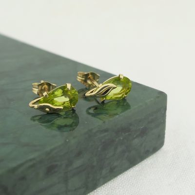 Gold stud earrings with peridot Image 2 of Gold stud earrings with peridot