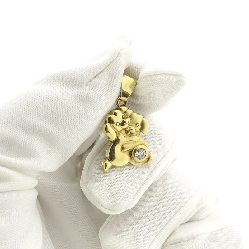 Image 8 of Gold pendant of two dogs with zirconia