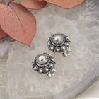 Image 2 of Silver clip-on earrings with a Zeeland button | Antique