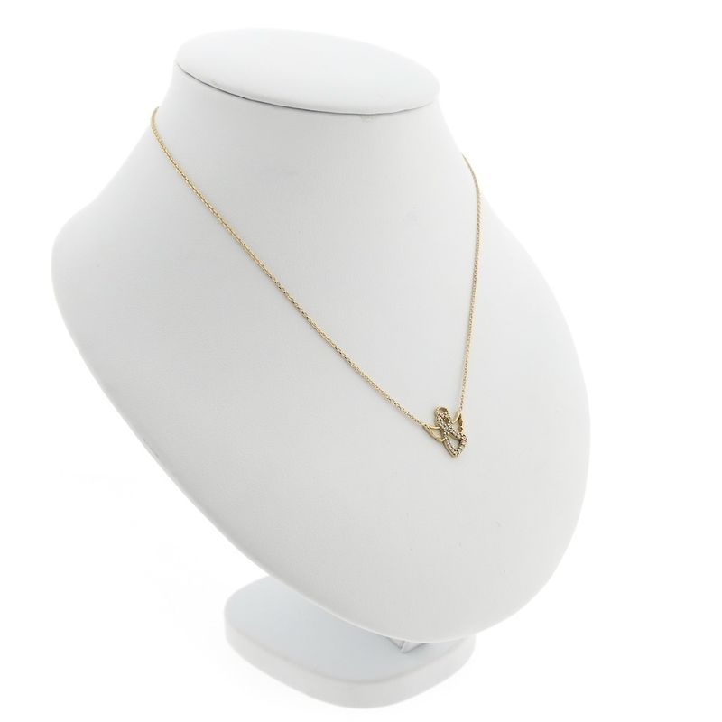 Image 3 of 18K gold anchor link necklace with a fixed pendant; angel with zirconia | 35 cm