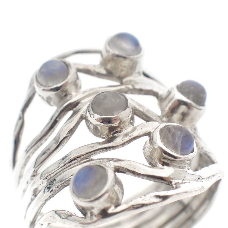 Image 3 of Silver ring with moonstones