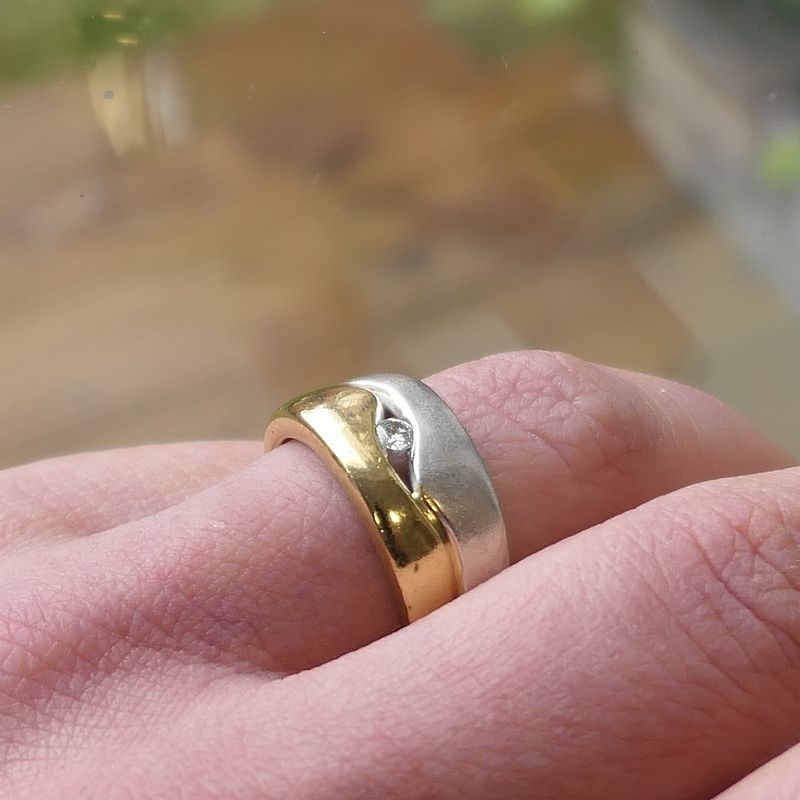 Image 8 of Two-tone gold ring with 0.08 ct diamond.