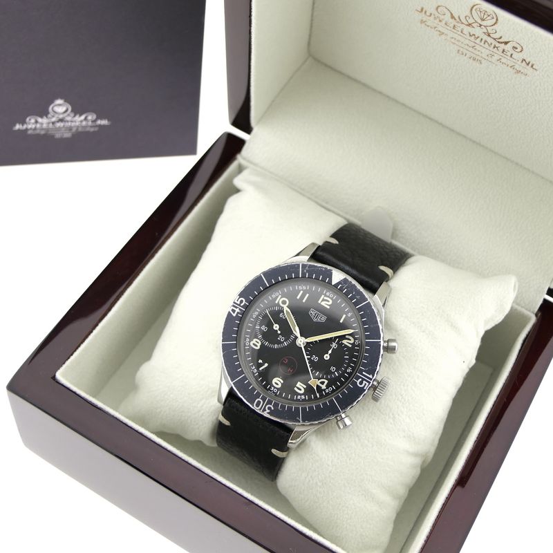 Image 18 of Heuer Bundeswehr Fly-back 1550SG; Vintage chronograph men's watch