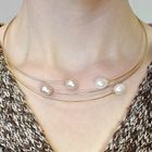 Image 2 of 18K Two-tone gold necklace with pearls | 40.0 cm