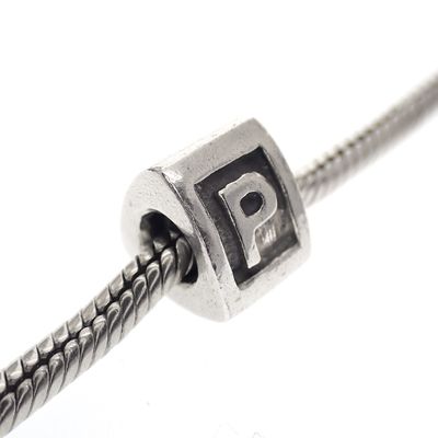 Image 2 of Pandora charm; Silver; Letter P