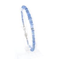 Light blue topaz bead bracelet with white gold clasp