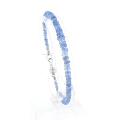 Image 1 of Light blue topaz bead bracelet with white gold clasp