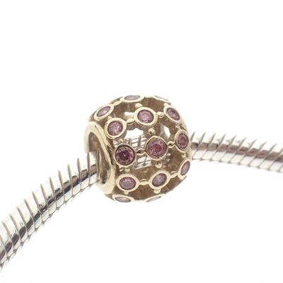 Image 2 of Pandora charm; Gold; Pink Stones