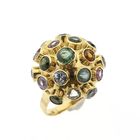 Image 1 of 18 carat gold Sputnik ring with colored stones