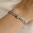 Image 12 of White gold herringbone link bracelet with 1.00 ct. diamonds.