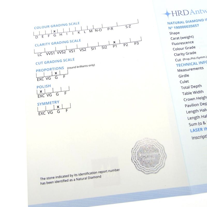 Image 10 of 0.22 ct. Brilliant cut diamond G/I1 + HRD Certificate - Natural diamond