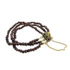 Image 10 of Antique garnet bead bracelet with gold decorative clasp; Antique