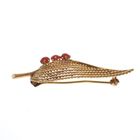 Image 3 of Vintage gold feather brooch with red coral | 18 carats