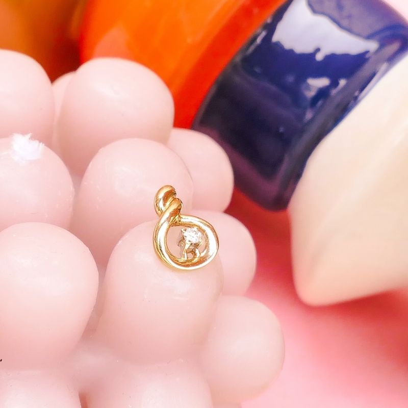 Image 2 of Gold minimalist pendant with diamond | 0.04 ct.