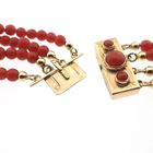Image 5 of Blood coral bead necklace with gold clasp; Antique | 43 cm
