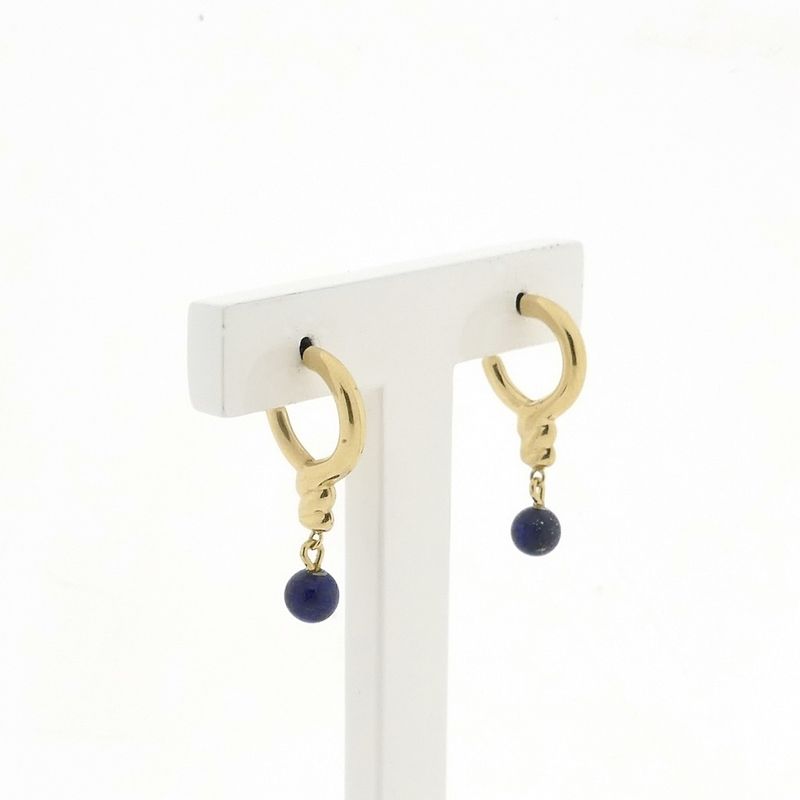 Image 3 of Gold earrings with lapis lazuli