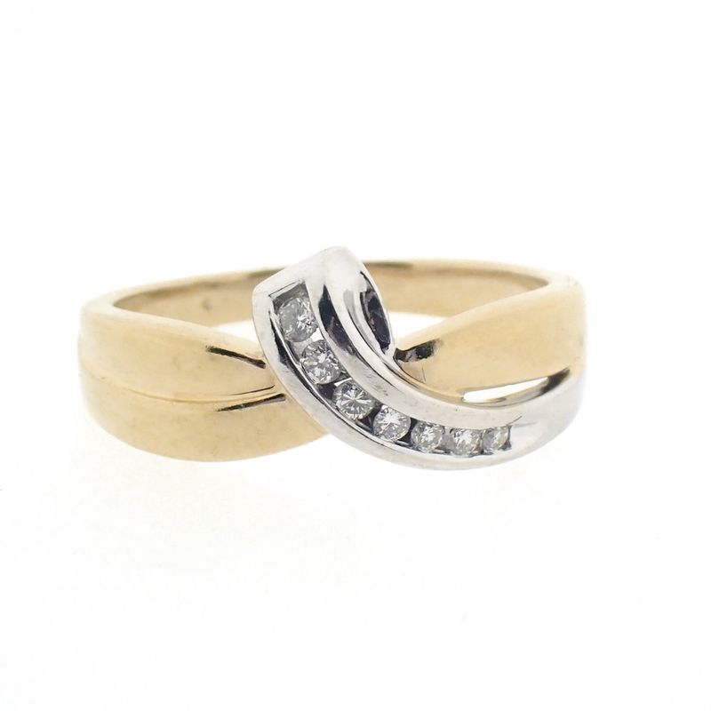 Image 3 of Two-tone gold subtle ring with 0.11 ct. diamond