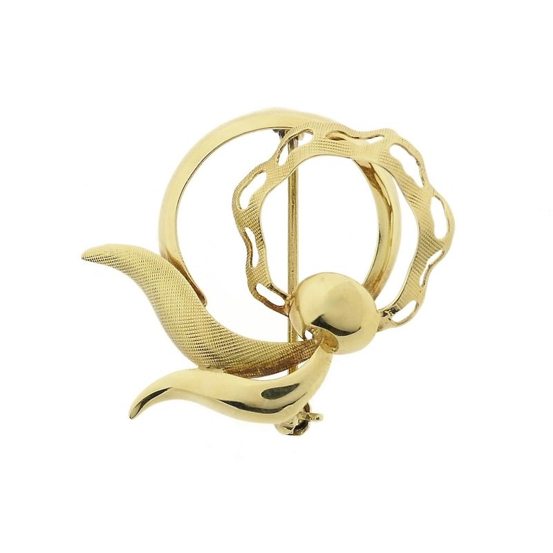 Image 5 of Vintage gold abstract brooch