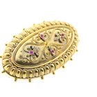 Image 7 of Antique gold Victorian brooch with ruby ​​and diamonds; 0.04 ct.