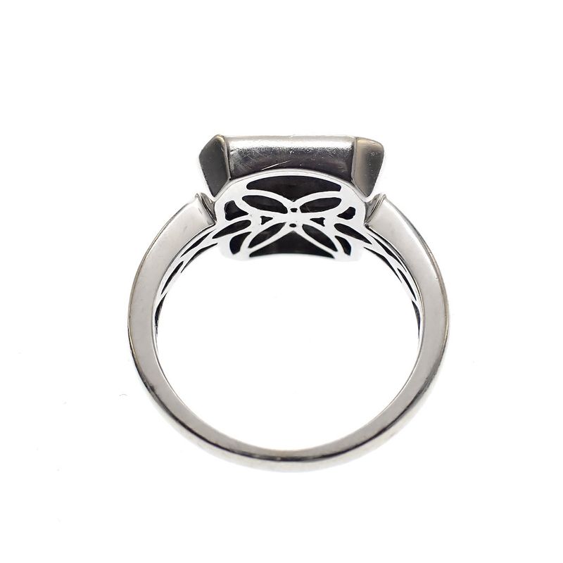 Image 4 of White gold ring with zirconia, onyx and diamonds; 0.16 ct.