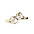 Image 8 of Gold stud earrings with pearl and diamond; 0.02 ct.