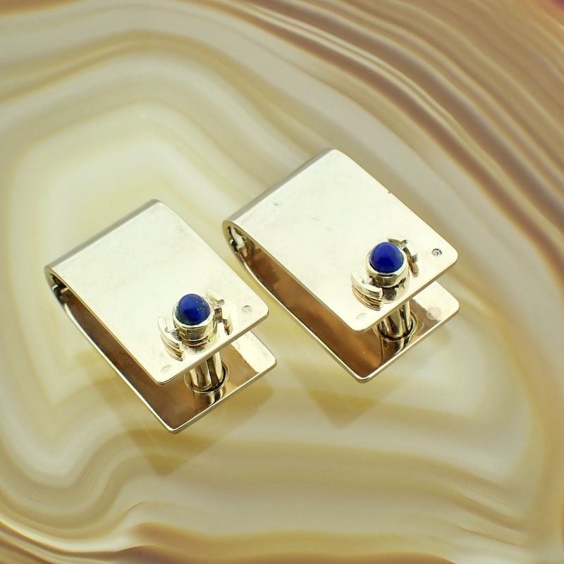 Image 4 of Gold cufflinks with Lapis lazuli stones
