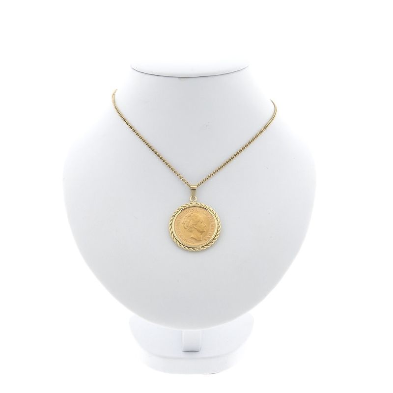 Image 2 of Gold pendant of 10 guilder coin Queen Wilhelmina 1932