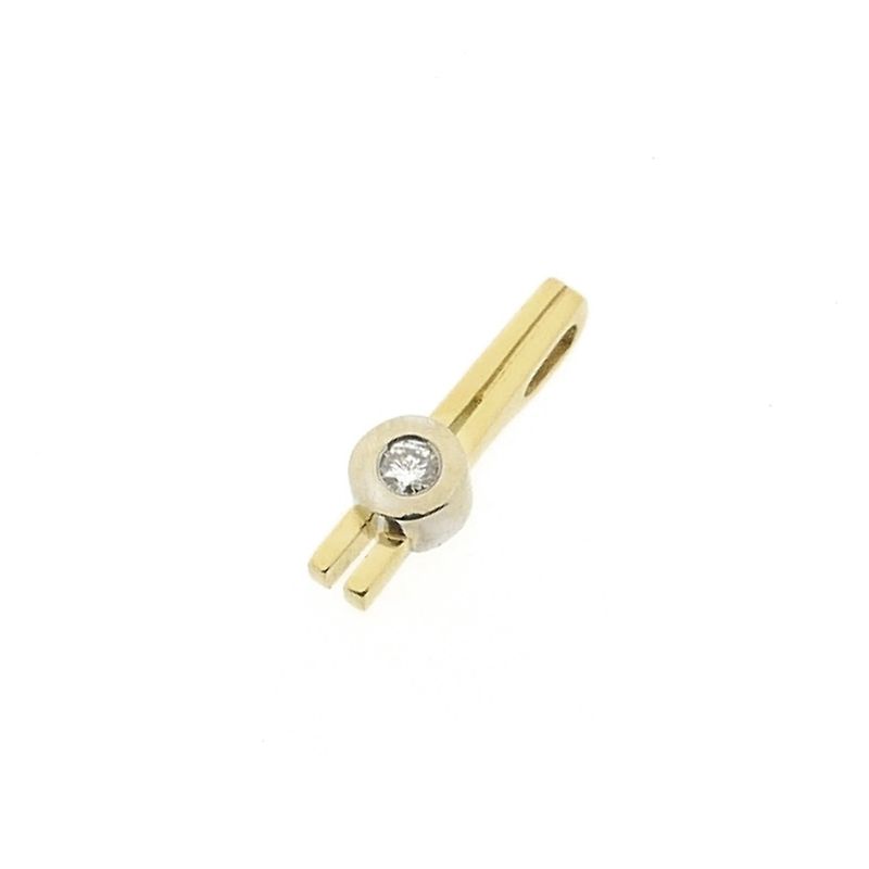 Image 5 of Two-tone gold minimalist pendant with diamond | 0.05 ct.