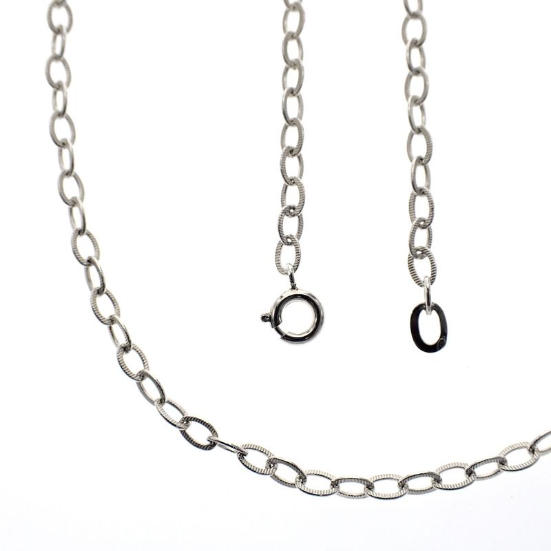 Image 1 of Silver ribbed anchor link chain | 70 cm