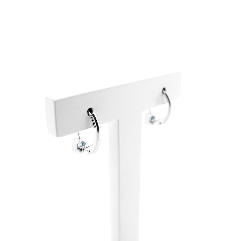 Image 4 of White gold earrings with aquamarine and diamond | 0.09 ct.