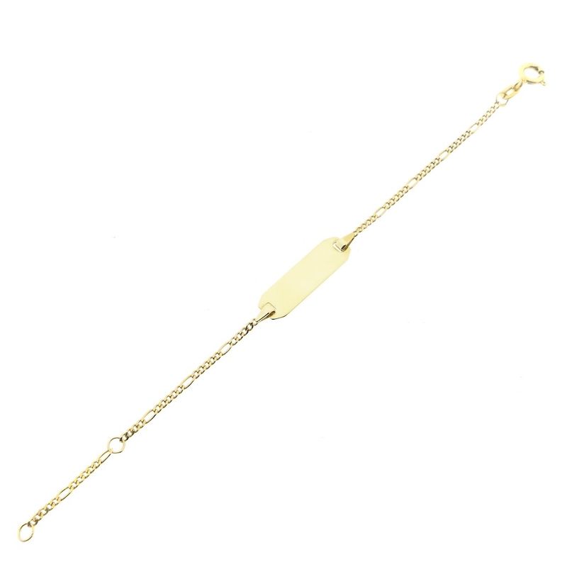 Image 7 of Gold Figaro link children's bracelet with engraving plate | 13 cm
