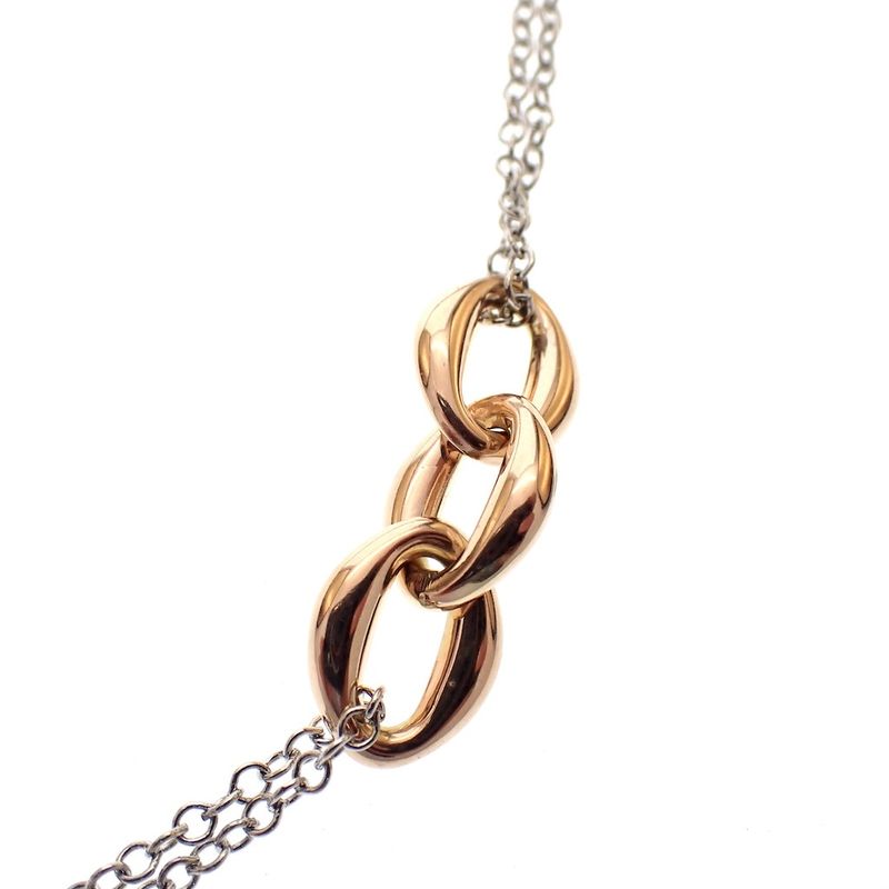 Image 3 of Two-tone gold anchor link necklace