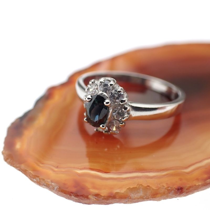 Image 8 of Silver entourage ring with blue zirconia