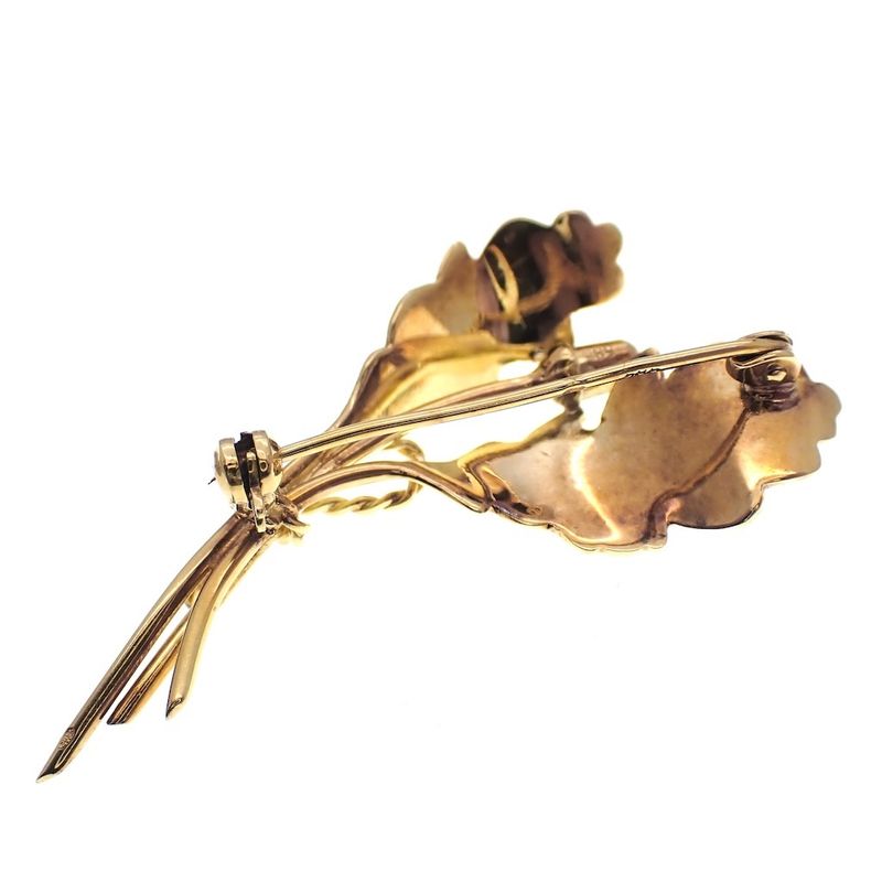 Image 5 of Gold brooch nature design; oak leaf