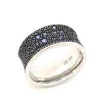 Silver ring with blue zirconia stones
