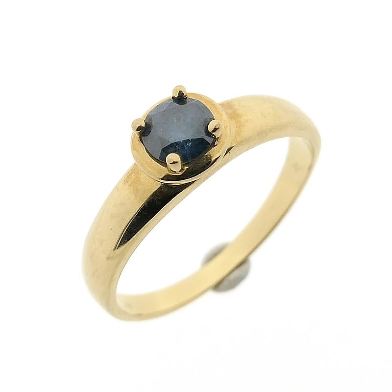 Image 1 of Gold solitaire ring with blue diamond | 0.50 ct.