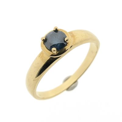 Gold solitaire ring with blue diamond | 0.50 ct. Image 1 of Gold solitaire ring with blue diamond | 0.50 ct.