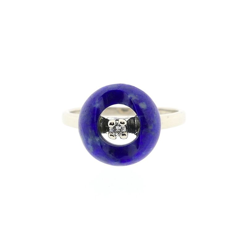 Image 3 of White gold ring with sodalite and diamond; 0.04 ct.