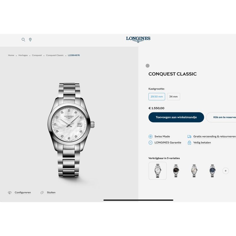 Image 2 of Longines Conquest Classic L2.386.4.87.6 2; Women's watch with diamonds