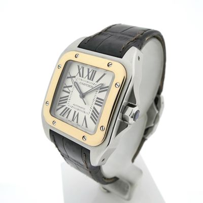 Image 2 of Cartier Santos 100 'Medium' Automatic 2878; 18k rose gold/steel watch