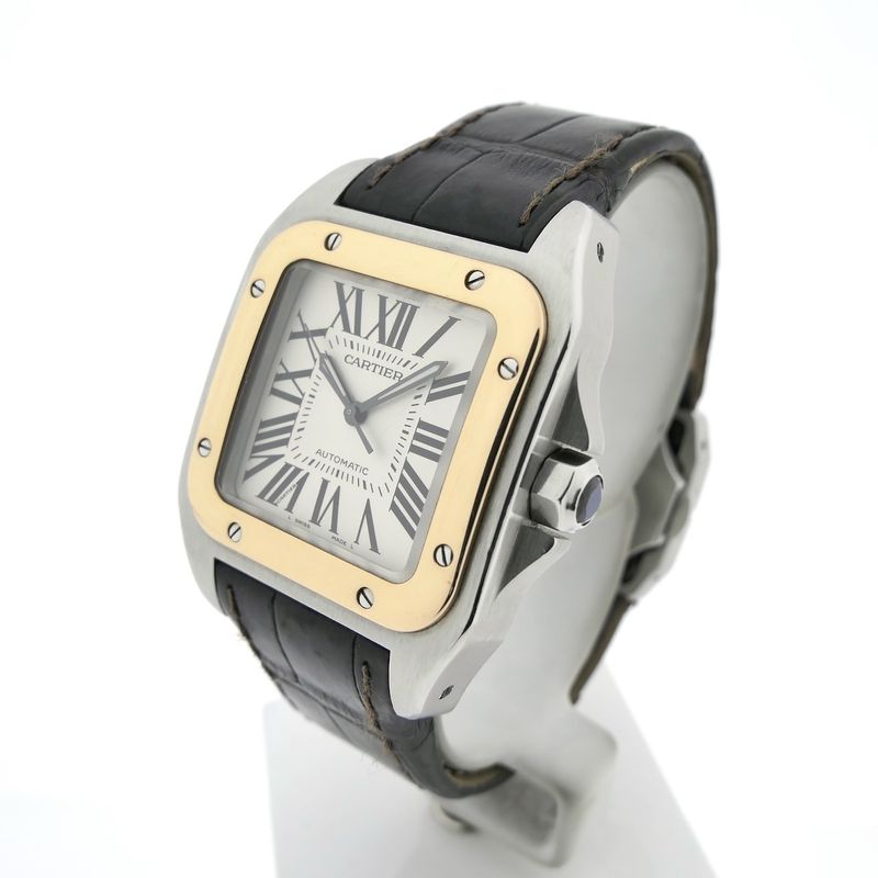 Image 2 of Cartier Santos 100 'Medium' Automatic 2878; 18k rose gold/steel watch