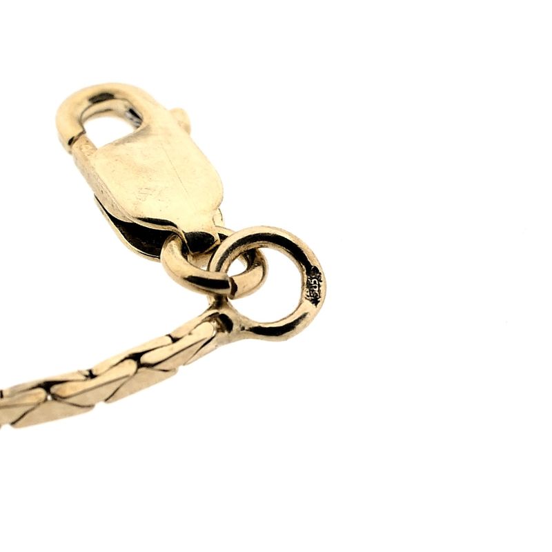 Afbeelding 6 van Bicolor gouden cobraschakel collier met vaste hanger en diamant