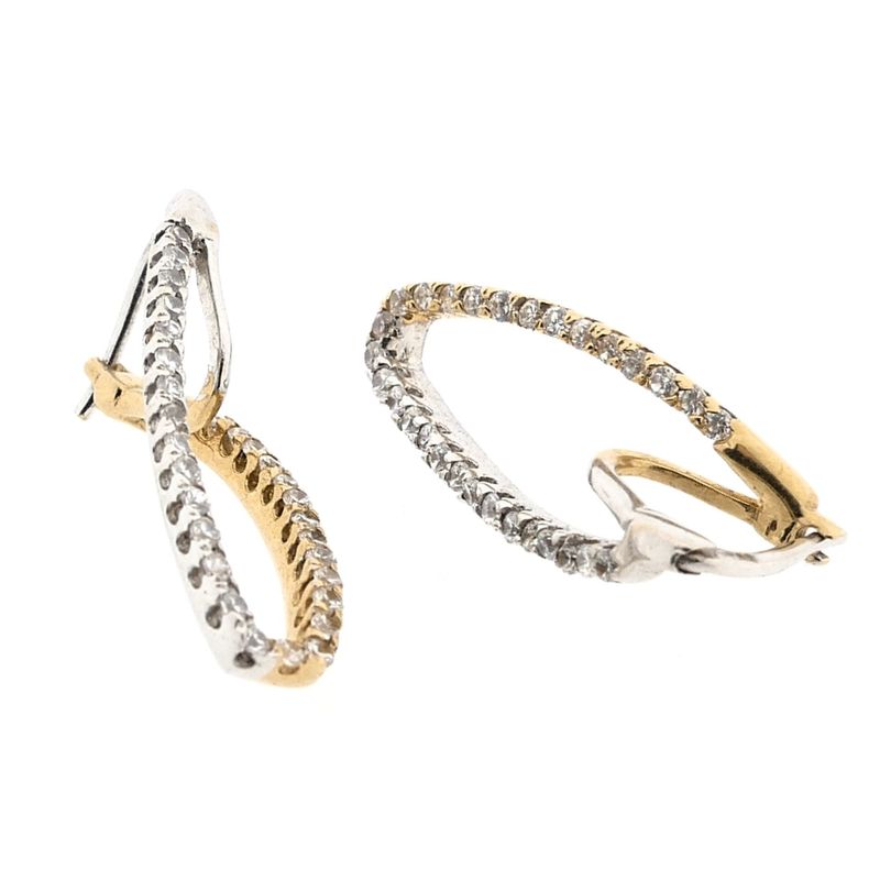 Image 3 of Bicolor gold earrings with zirconia