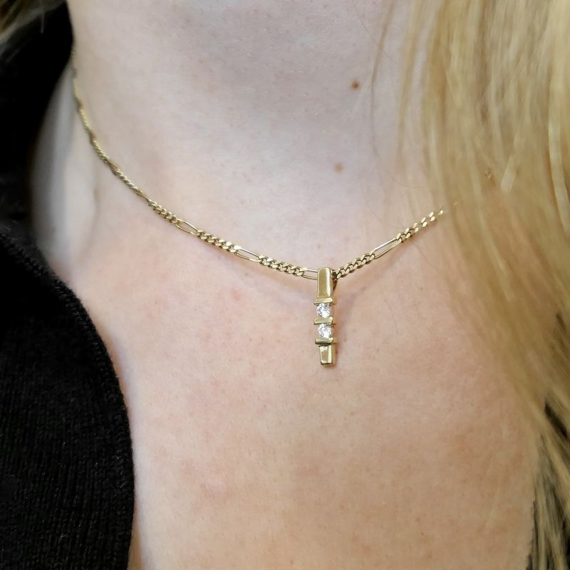 Image 3 of Gold minimalist pendant with zirconia