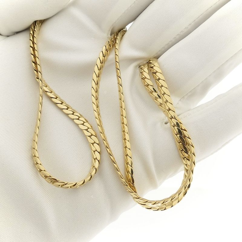 Image 7 of Long gold flat gourmet link necklace