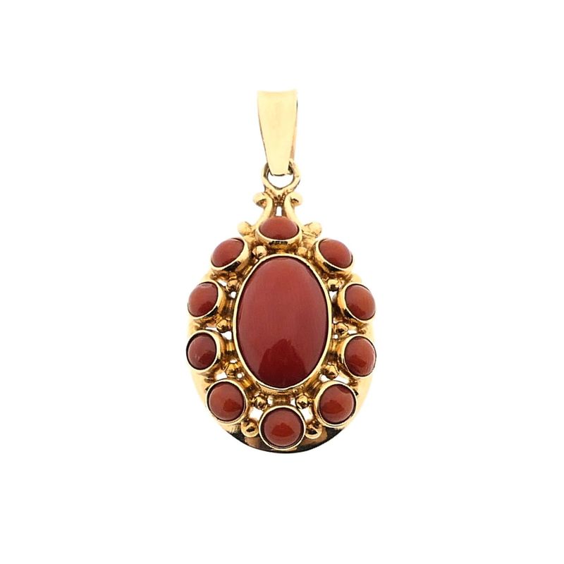Image 1 of Gold pendant with blood coral