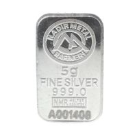 Silver bar 5 grams 999.0 pure silver; Nadir Metal Rafineri