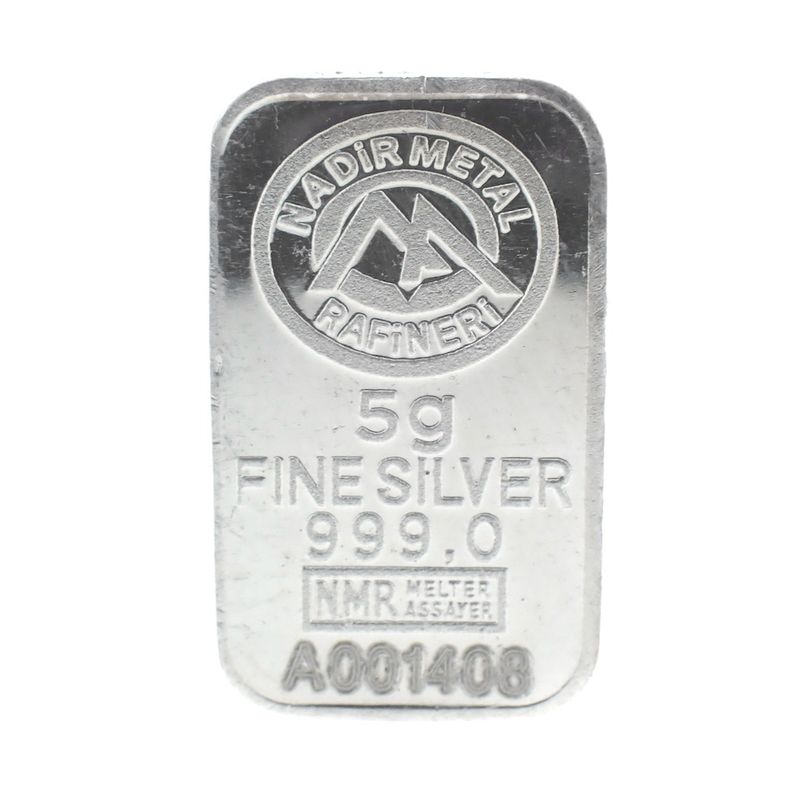 Image 1 of Silver bar 5 grams 999.0 pure silver; Nadir Metal Rafineri